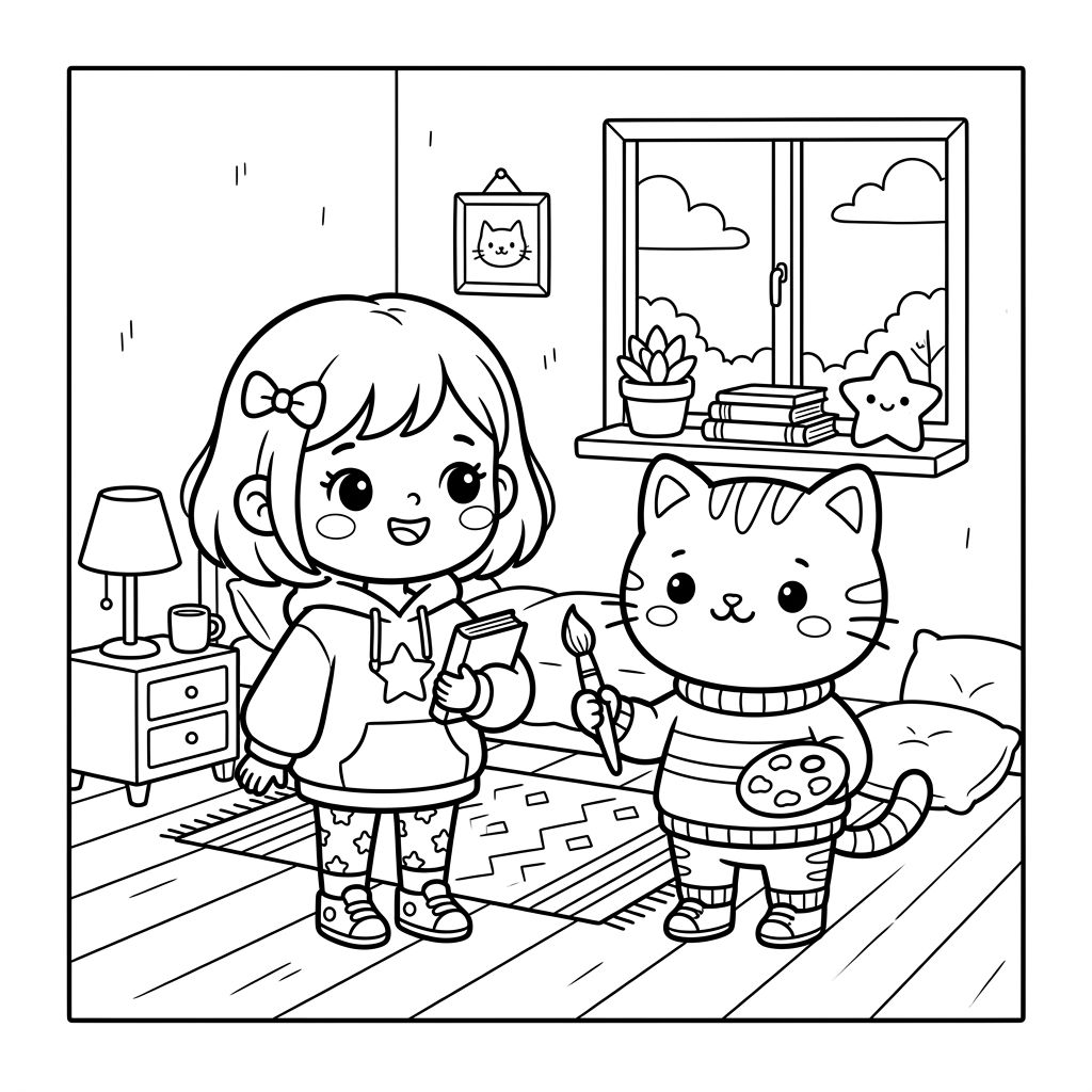 Doodle amigos haciendo arte